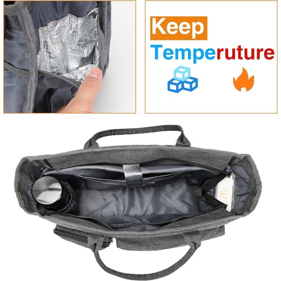 Gray Middle Size Computer Messenger Laptop Tote with 15.6'' Padded Laptop Sleeve - Picture 4 of 6